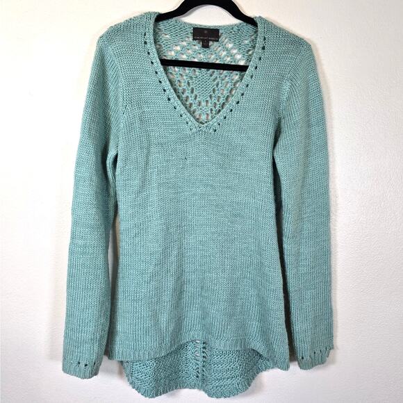 Fenn Wright Manson Sweater Women's L Turquoise Wool Alpaca Blend Romantic Boho - Picture 1 of 12